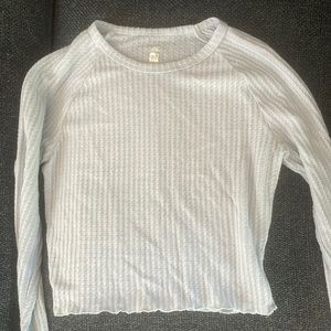 Me to We long sleeve blue waffle pattern top